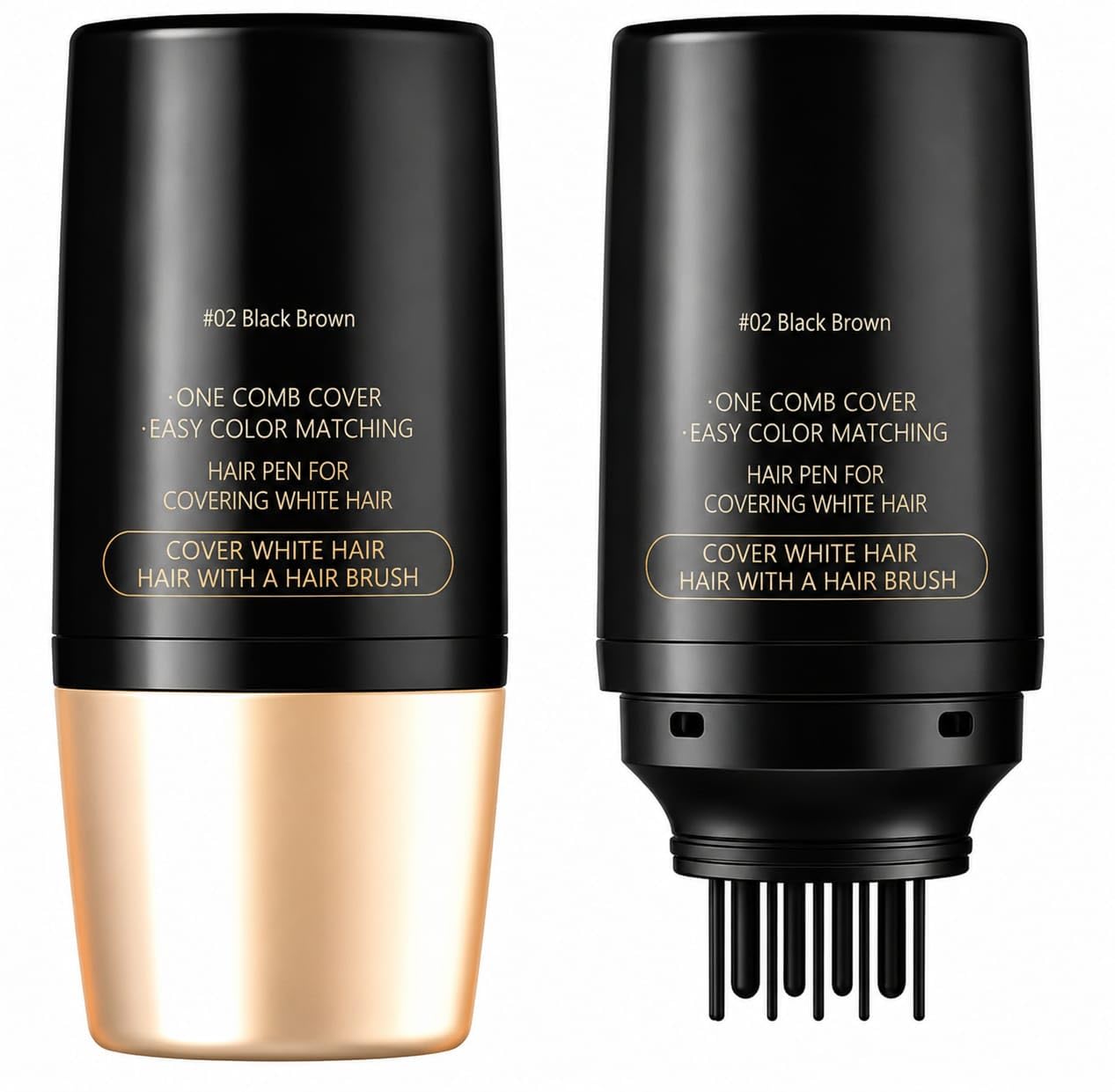 2-in-1 hair color pen with built-in comb | waterproof & sweatproof black root touch up stick for men & women | instant white hair coverage temporary hair dye stick for men & women instant