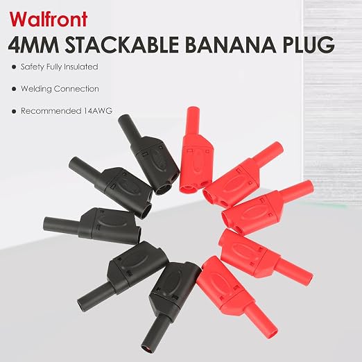 10 Conectores Banana Apilables Tornillo 4mm Rojo/Negro miniatura 5