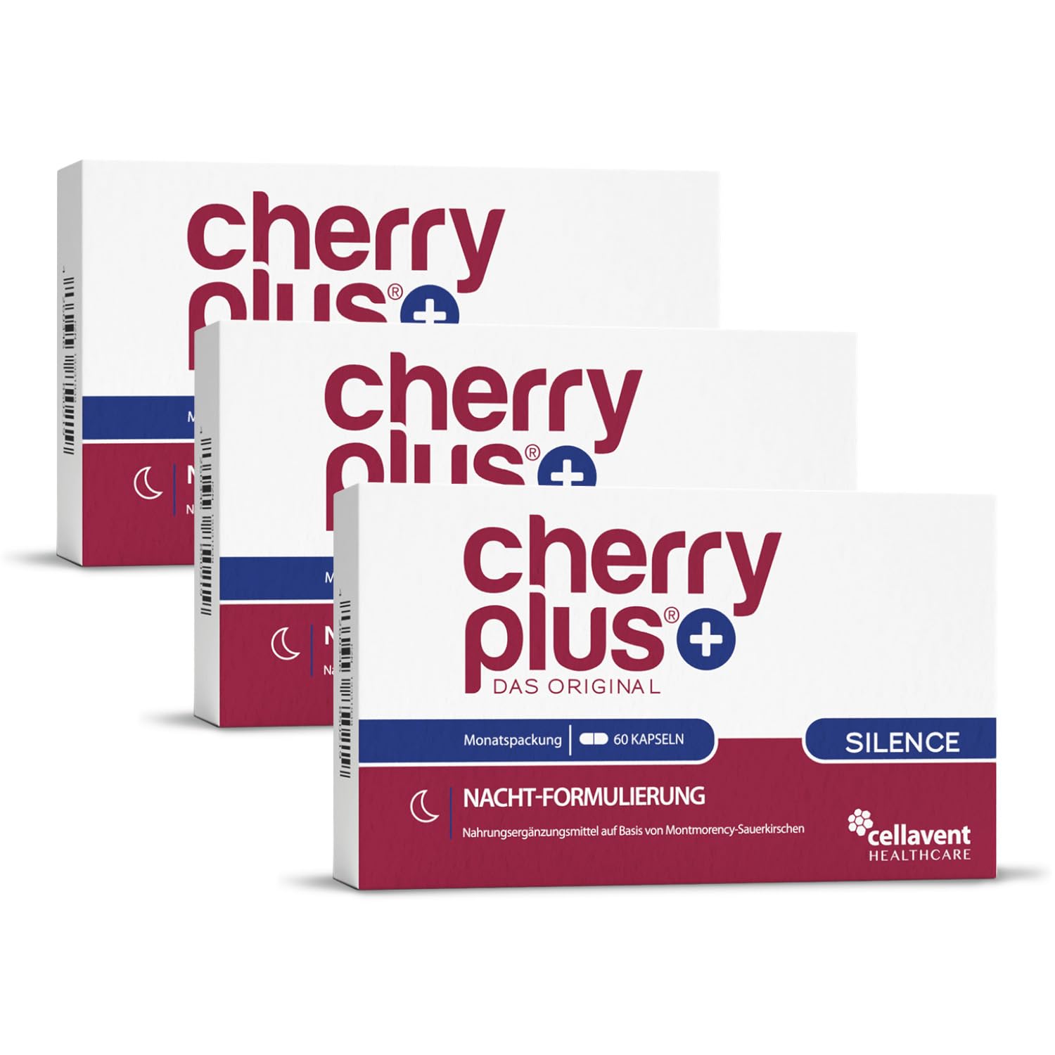 Montmorency Sauerkirschen Kapseln - Natürliche Schlaftabletten mit Safran-Extrakt, L-Tryptophan, Magnesium, Zink & Vitamin B6 - Cherry PLUS Silence, 180 Kapseln