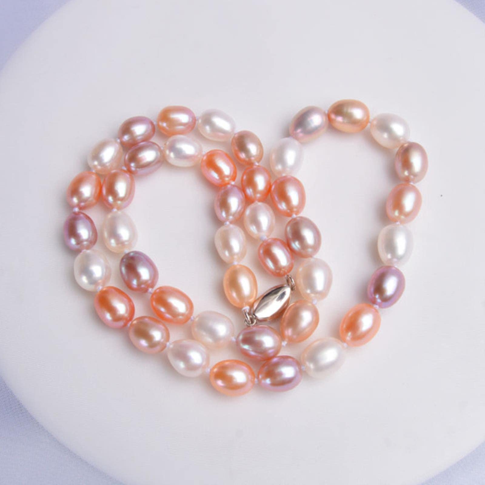 LOKILOKI Collares De Perlas De Agua Dulce Naturales De 8-9 Mm Plata De Ley 925 para Mujeres Joyería Vintage De Boda