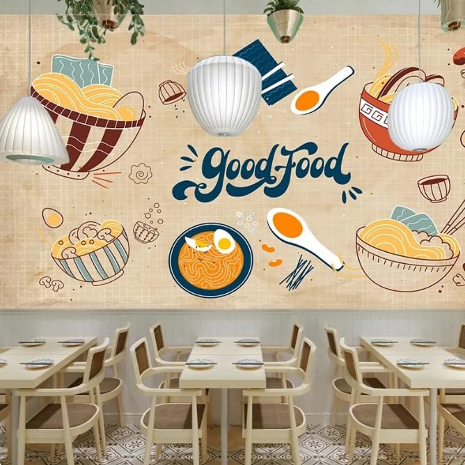 Papier peint pâtes 3D 300x210 cm pour décoration de restaurant - 4