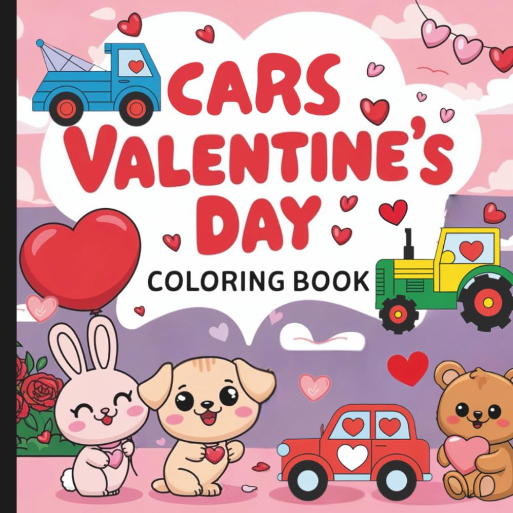Cars Valentine's Day Coloring Book: Valentine's Coloring Book For All Ages (Hearts & Happiness: Valentine's Day Fun Collection For Adults & Kids)