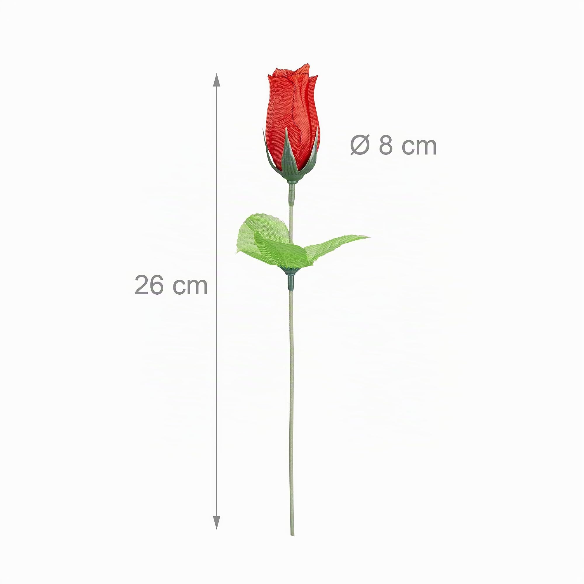 Relaxdays Künstliche Rosen, 288 Stück Künstliche Blumen mit Stiel und Blättern, Geschenk, Hochzeit, Höhe 26 cm, Rot
