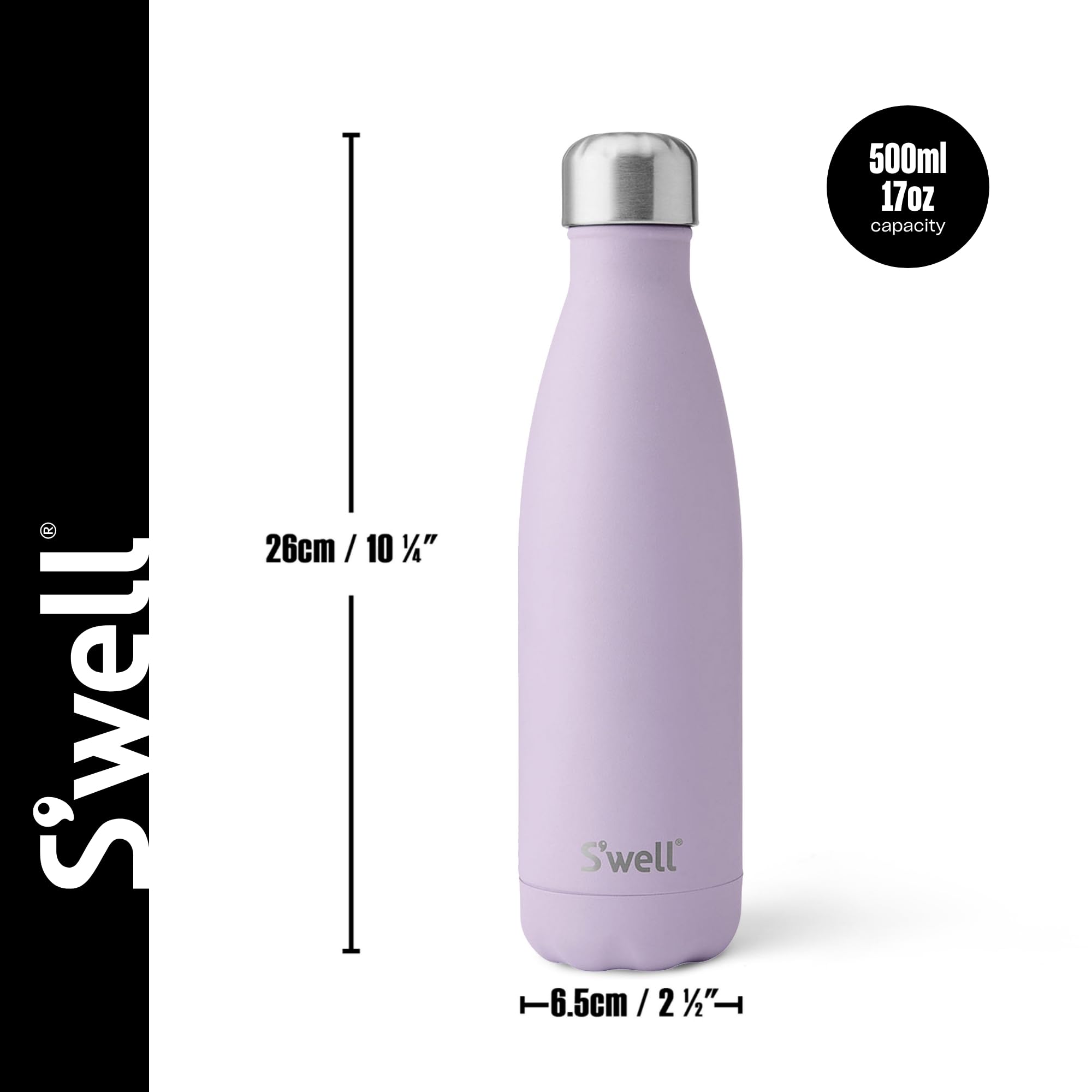 S'well Stainless Steel Water Bottle, 500ml, Lilac - Image 2