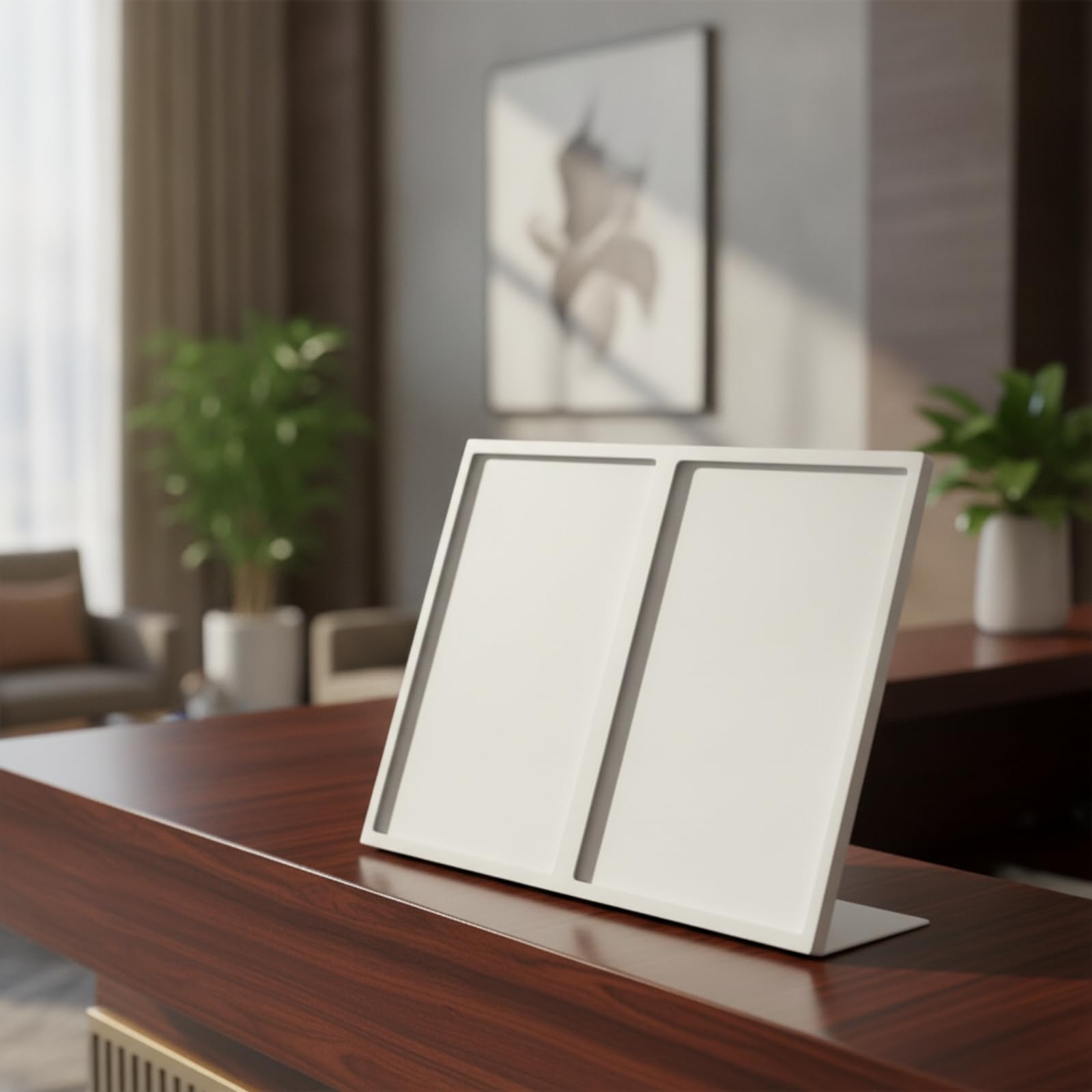 Exhibidor Escritorio para Menús Acero Inoxidable con Base Triangular Estable para Mostrar Carteles Informativos en Mostradores Recepción, Estilo C