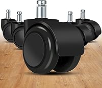 Vista 1 de Ruedas giratorias de repuesto para silla de oficina (juego de 5) para suelos de madera dura y alfombras, soporte de ruedas resistentes de hasta 1000