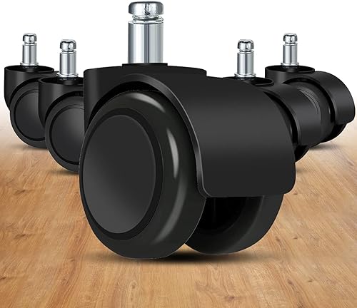 Ruedas giratorias de repuesto para silla de oficina (juego de 5) para suelos de madera dura y alfombras, soporte de ruedas resistentes de hasta 1000