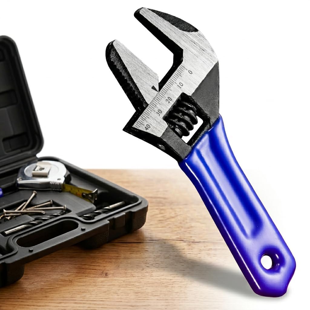 SouStar Adjustable Spanner 150mm Wide Jaw, 6 Inch Wrench for Plumbing, Metric Scale and Ergonomic Soft Grip, Versatile Hand Tool for Maintenance, Large Opening Pliers, Professional Plumbing Hardware