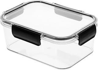 Veemoon Airtight Food Storage Container 1100ml Plastic Refrigerator Organizer with Leakproof Lid, Large Capacity Dual-layer Sealed Lunch Box for Adults and Fridge Organization Random Color