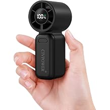 CIVPOWER Portable Mini Fan Handheld Personal Travel Fan USB Rechargeable - 100 Speed Turbo Cooling Fan - Pocket Size 12H Max Runtime Lanyard, Lash Makeup Drying Fan Gift for Women Men Black