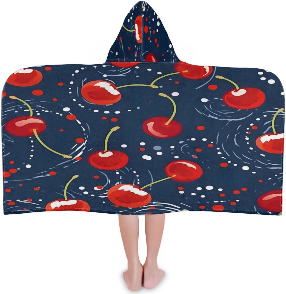 Pardick Kids Bath Towel Fruit Cherry Beach Towel with Hood Pool Cover Up for Girls Boys Soft Absorbent Hooded Bath Towel Toddler Towels for Beach, Pool