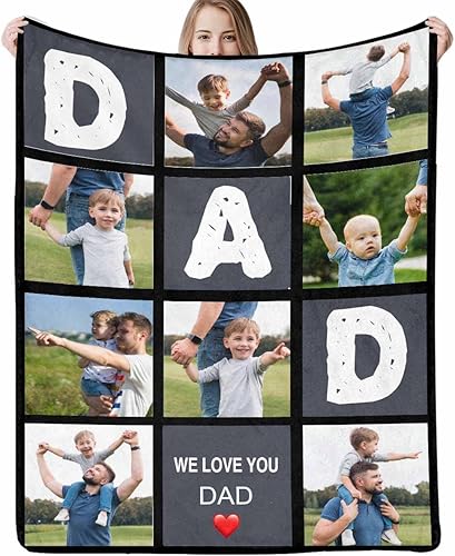 Vista 30 de Manta personalizada con texto fotográfico, manta personalizada para papá, manta con imagen personalizada para madre, padre, adultos, amigos, Design8