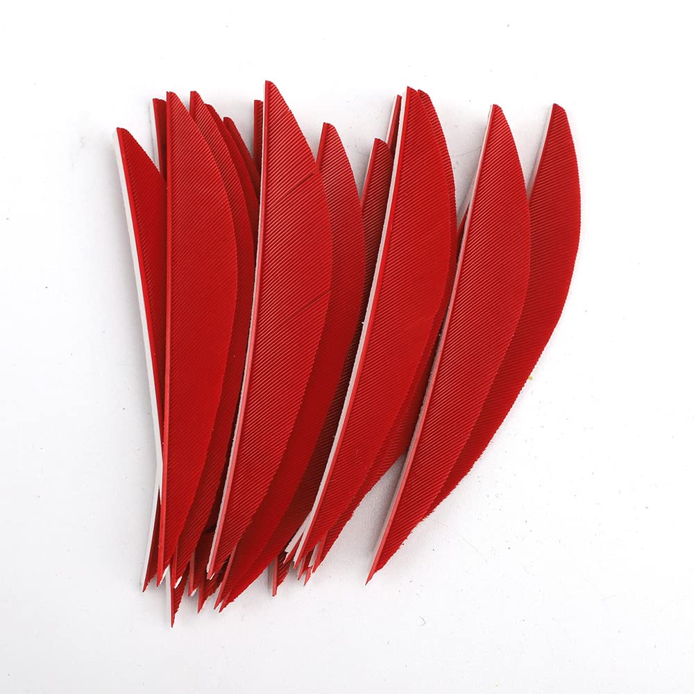 ACCMOS 3" Archery Fletching Banane Shape Arrow Feathers Hunting Arrow Wing Turkey Feather DIY Arrow Accessory 50pc (Red)