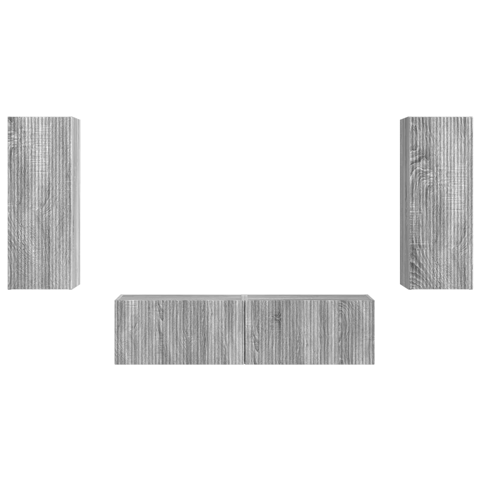 TV-Schrankset Wandmontiert 2-teilig, Graues Sonoma Holzwerkstoff, Modernes Media-Center für Wohnzimmer, Elegante Aufbewahrung, Platzsparendes Design
