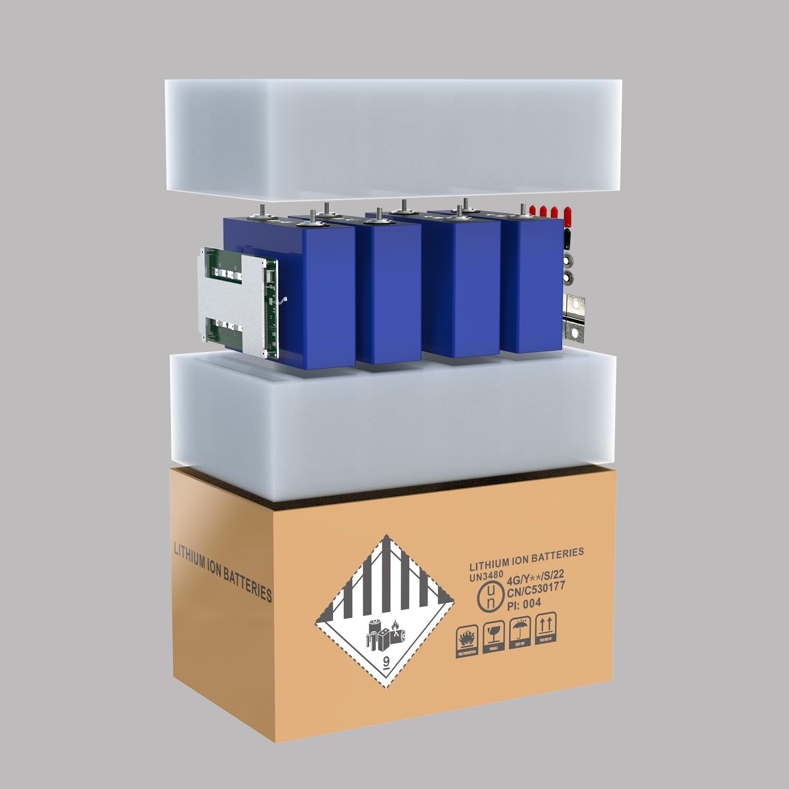 4 szt 3.2V 100Ah LiFePO4 Z BMS, Akumulator Fosforan Litowo-żelazowy Klasa A Bateria Litowa 6000-15000 Cykli, Odpowiedni do Kampera, Domowych Systemów, Kempingowych