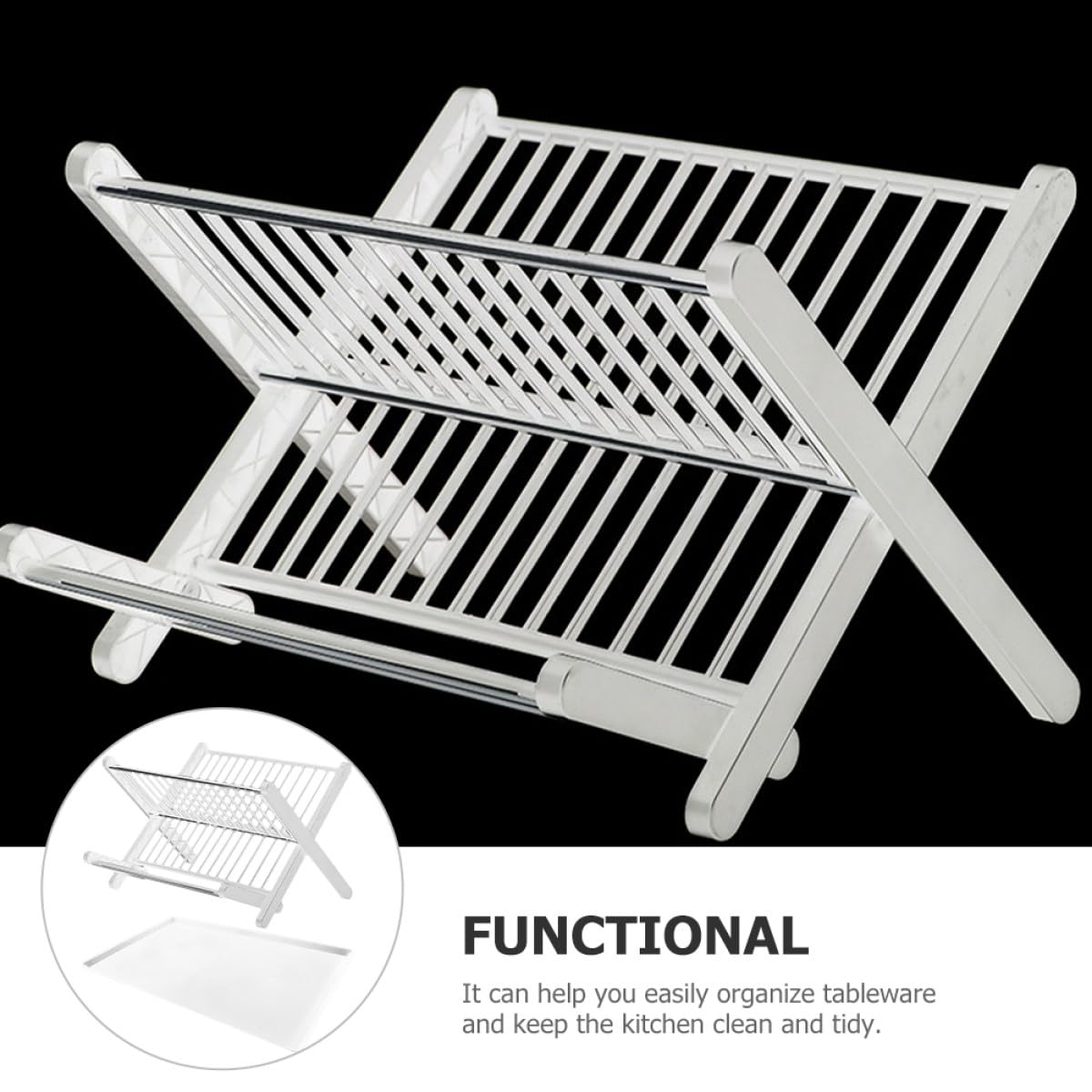 ifundom Escurridor de Platos Bandeja de Goteo Plegable Blanco, Soporte para Vajilla y Utensilios de Cocina, Adecuado para Encimera y Organización de Tazones