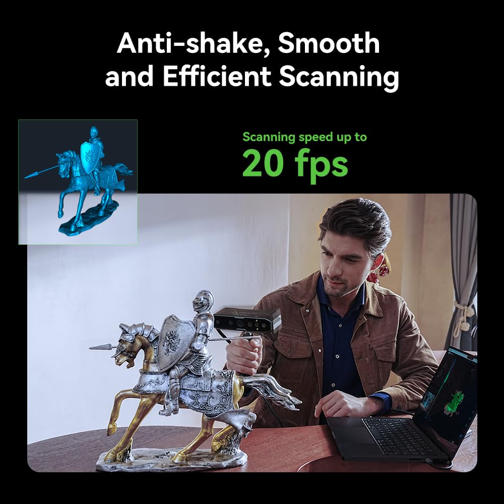 Creality CR-Scan Otter 3D Scanner, Vierlinsiges Stereosystem für 10-2000mm Objekt/Körper/Gesicht Vollfarbscannen, Bis zu 0,02mm Genauigkeit 20fps Geschwindigkeit (MacOS/Windows)