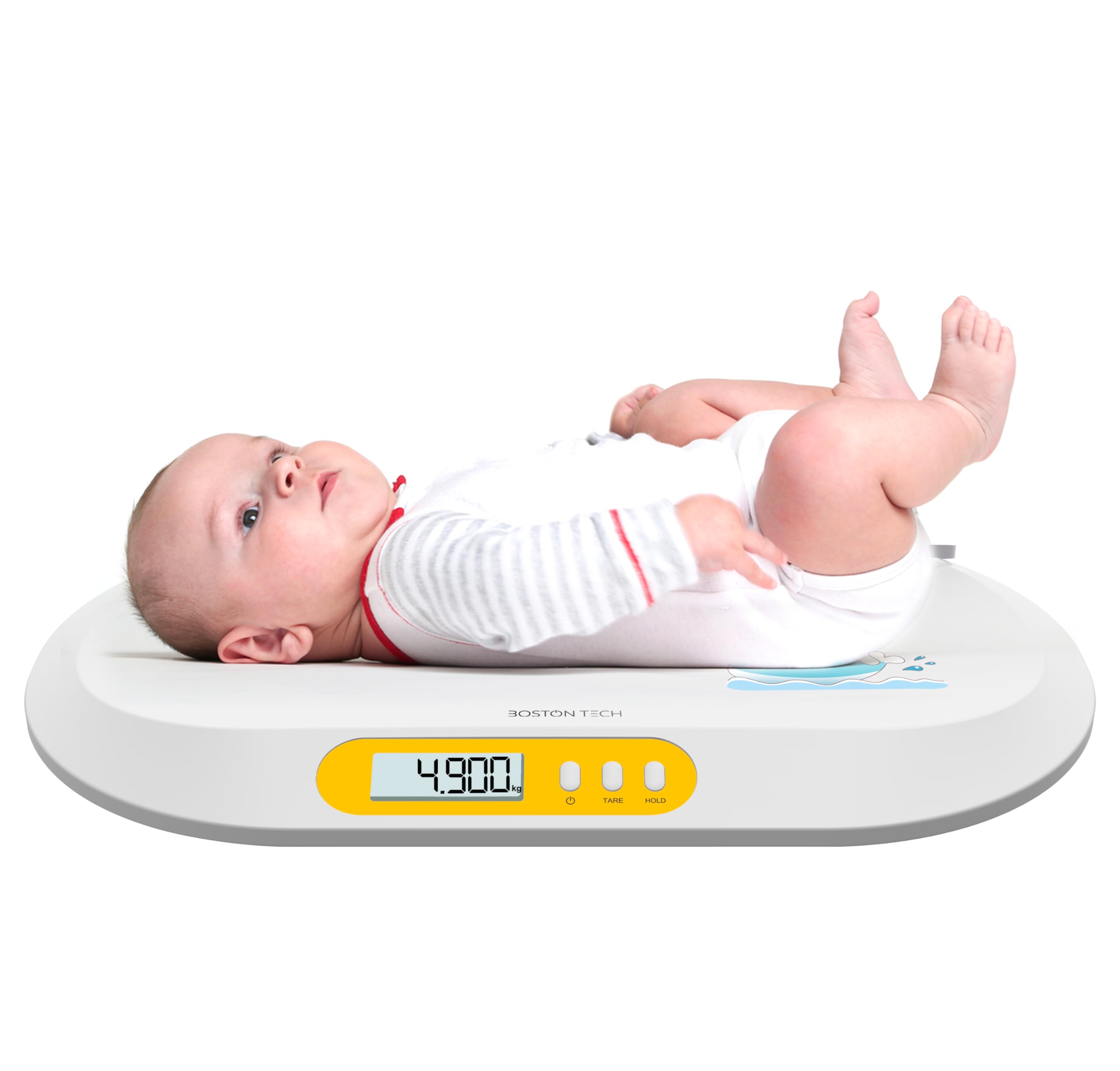 BabyScale Digitale Babywaage. LCD-Hintergrundbeleuchtung. Tara- und Hold-Funktion. Integriertes Längenmaß. Kapazität bis 20 kg (44 lb). Misst in Pfund, Kilo und Unzen. Batterien inklusive.