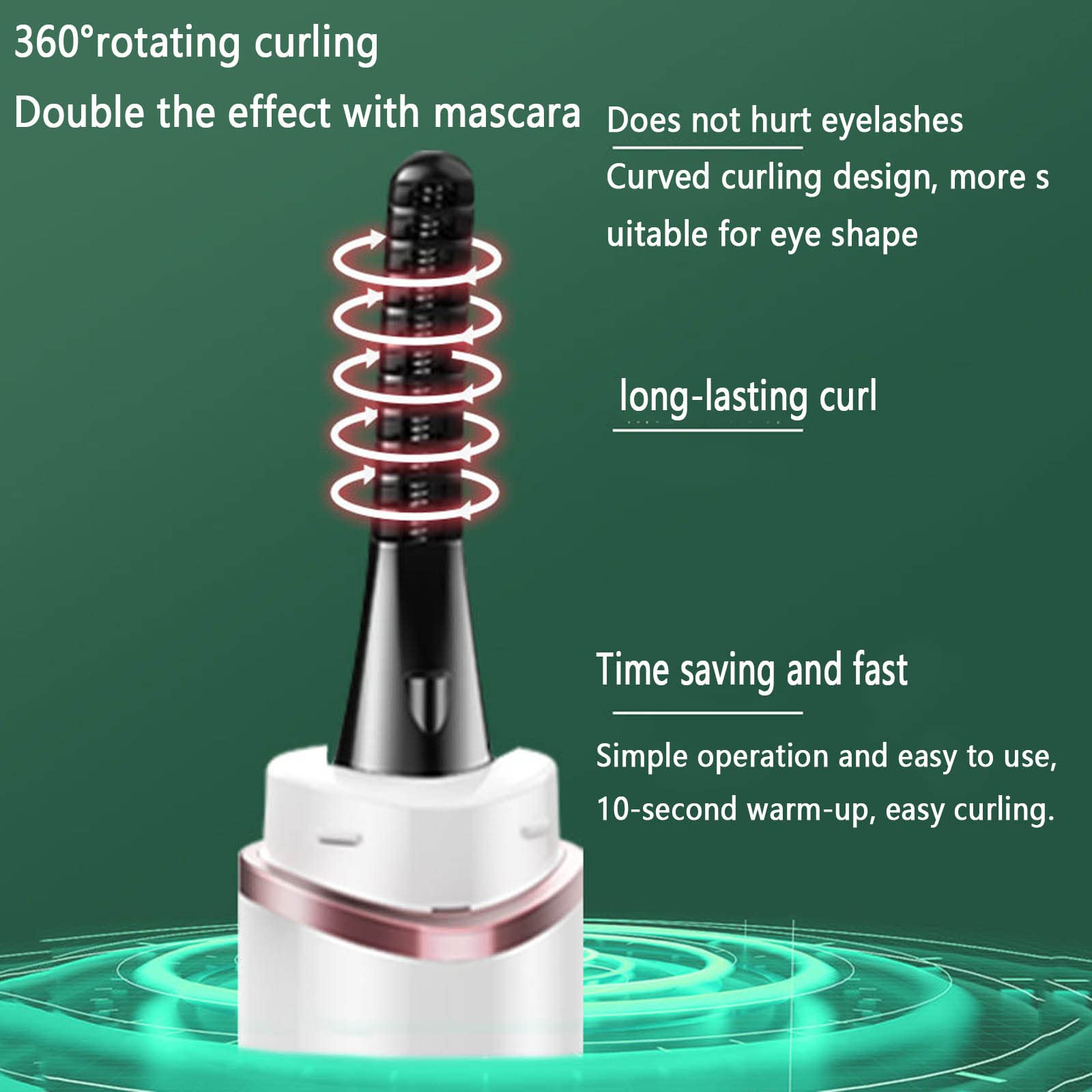 Piegaciglia Elettrico Riscaldato Piega Ciglia Donna Con Pettine Incorporato Ricaricabile Electric Eyelash Curler Heat with Brush Comb Piccolo Display Digitale A Quattro Marce USB (24X22X150mm,black)