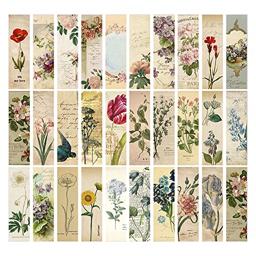 Vintage Style Bookmarks for Women Men 30PCS (Flower)