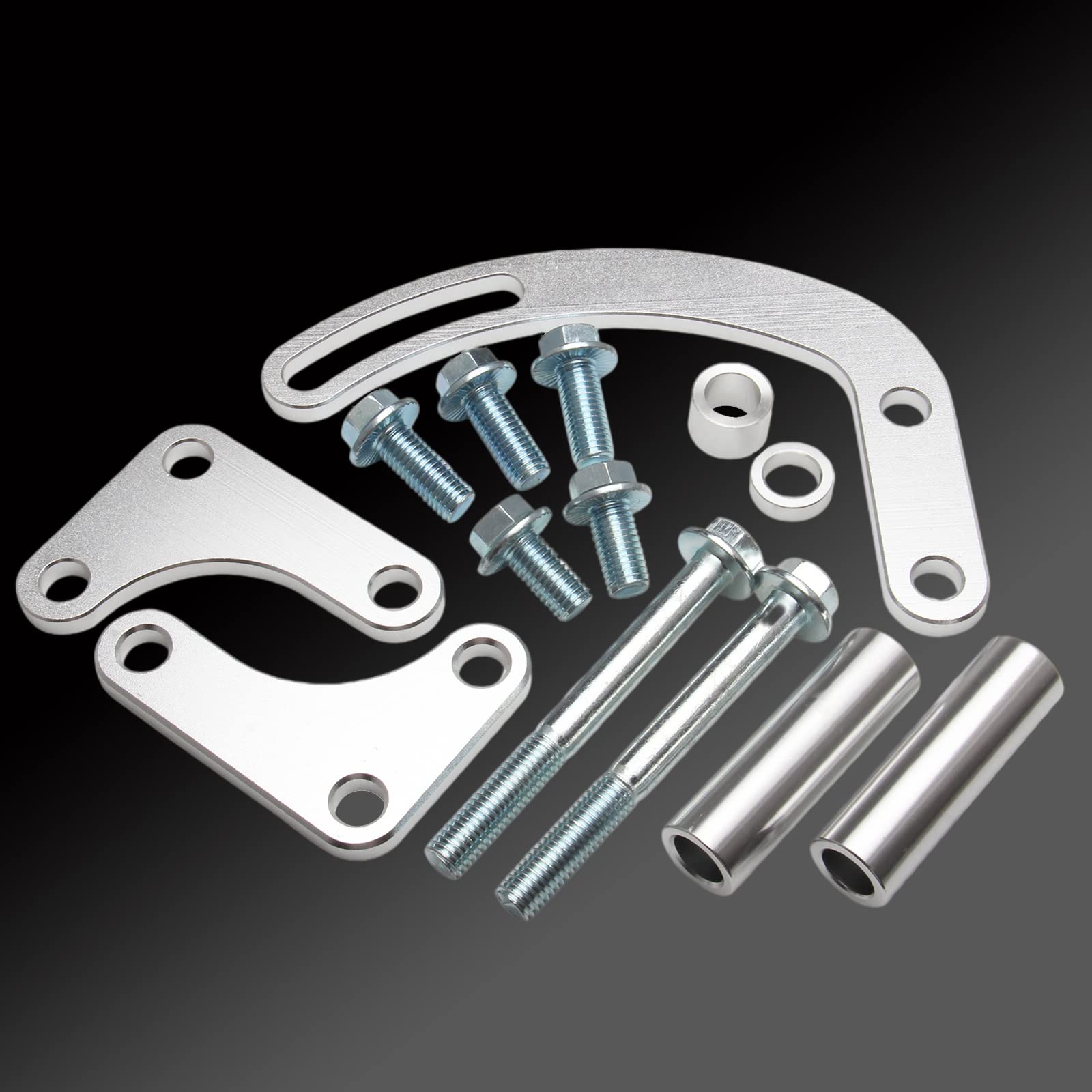 for SBC Power Steering Pump Bracket Adjustable Compatible with Chevy 350 Small Block LWP Long Water Pump