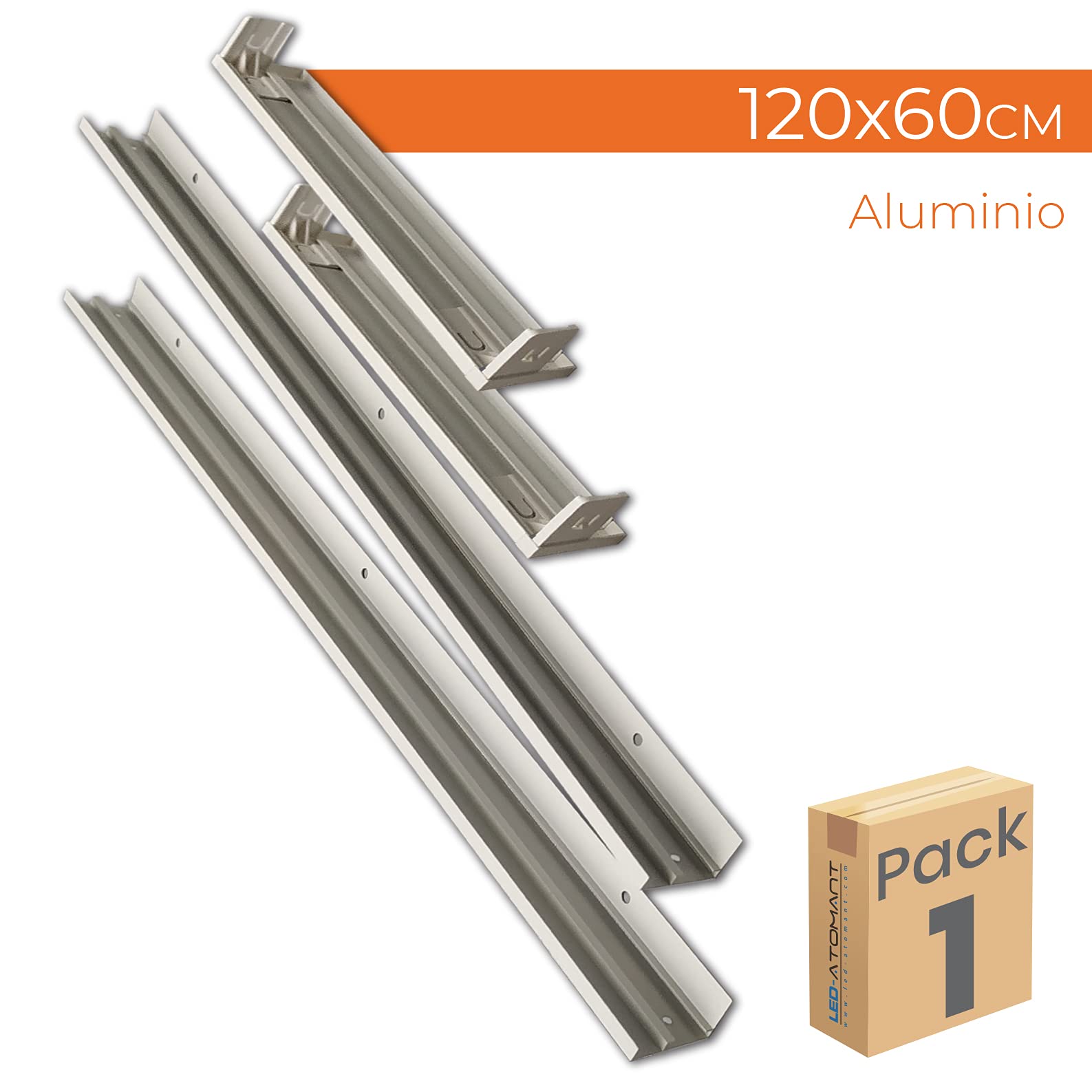 LED ATOMANT Soporte de Superficie para convertir Panel slim 120x60cm. Color Marco blanco. Fabricado en Aluminio. Kit para Techos. Convertir panel led empotrar en superficie facilmente.