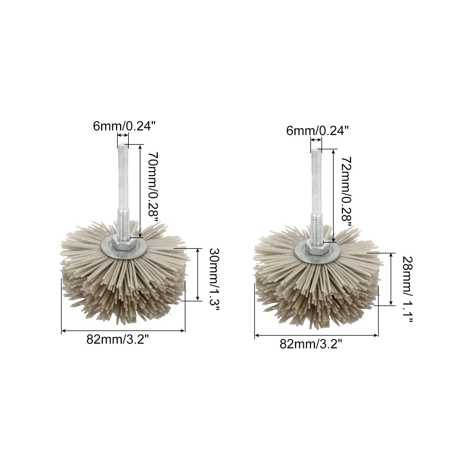 uxcell Nylon Wheel Brush 120 Grits & 320 Grit 82mm Dia Head Abrasive Grinding Head with 6mm Threaded Shank
