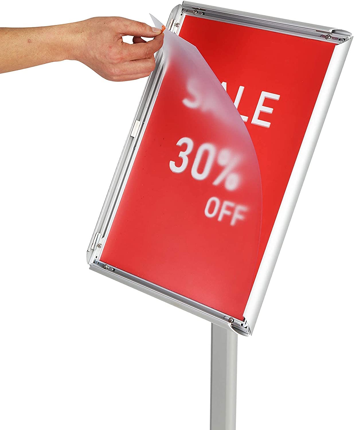 Supporto Per Poster A4 Da Pavimento YIYO - Regolabile In Altezza, Cornice A Scatto, Base Resistente, Per Interni Ed Esterni