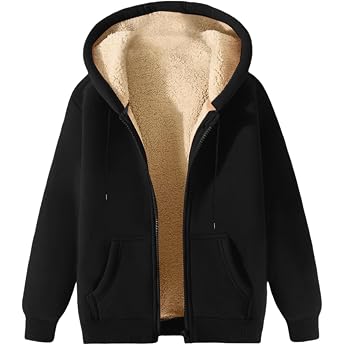 Men's Winter Jacket Warm Fleece Jacket Winter Sweat Jacket with Hood Fleece Lined Transition Jacket Large Sizes Hoodie with Pockets Casual Winter Coat with Zip Plush Jacket