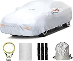 30 Layers Car Cover for Automobiles All Weather Waterproof, Outdoor Snowproof UV Protection Windproof, Door Zipper, Soft Cotton, Heavy Duty Universal Car Covers, (Black, Fit Sedans 171"-180")
