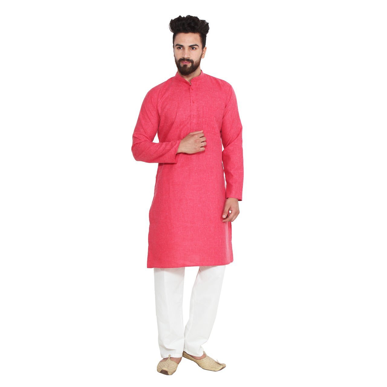 RoyalMen's Solid Kurta Pyjama Linen Blend