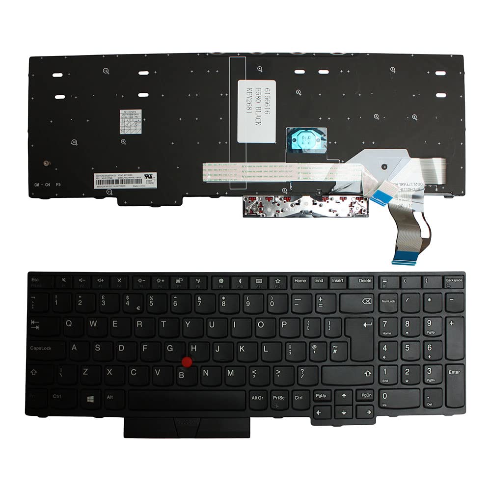 Power4Laptops Reino Unido con Pointer Marco Negro Negro Teclado para Ordenador portátil Compatible con Lenovo SN20P34123