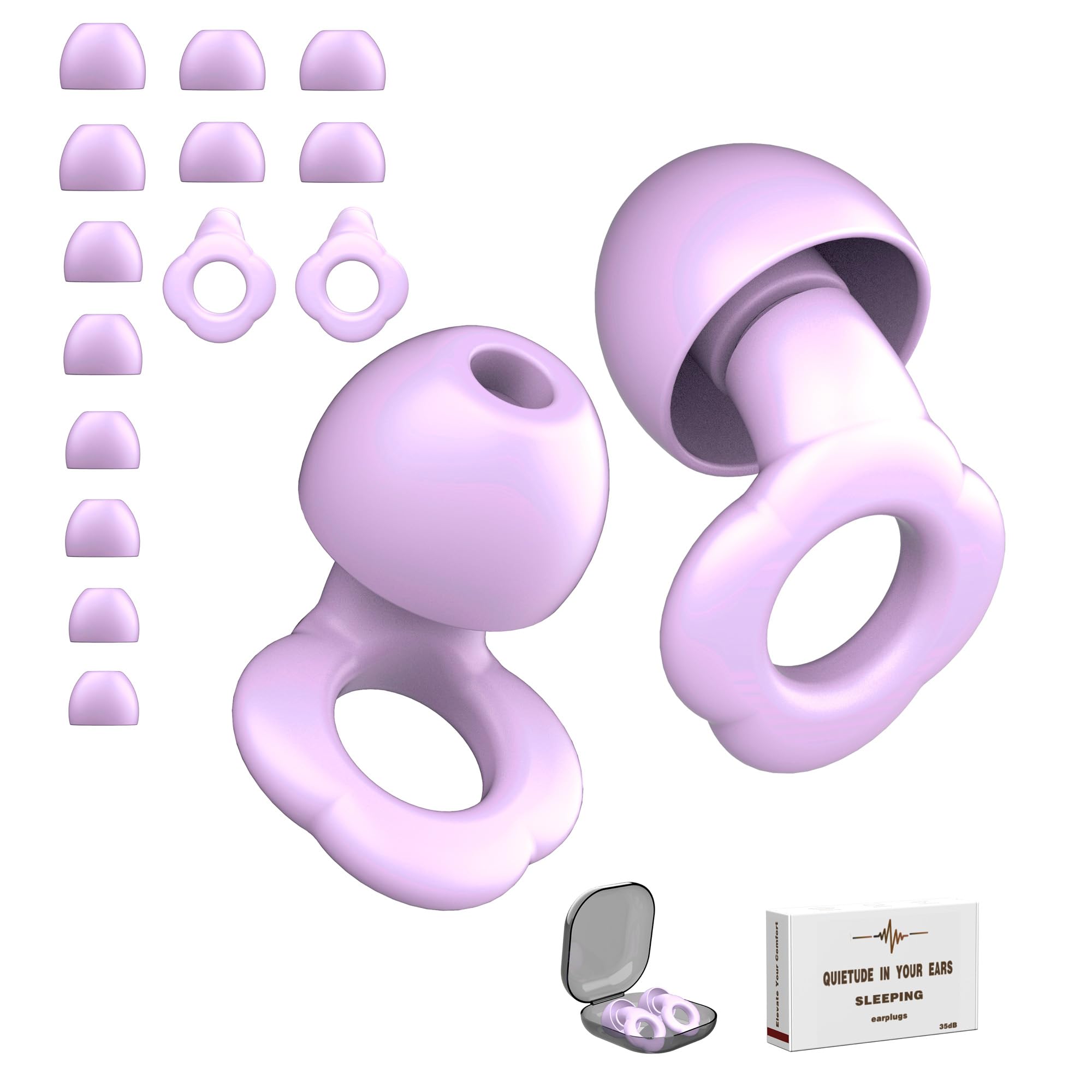 2 Pairs Ear Plugs for Sleeping 35dB Ear Plugs for Sleeping Noise Cancelling Soft Reusable Earplugs for Noise