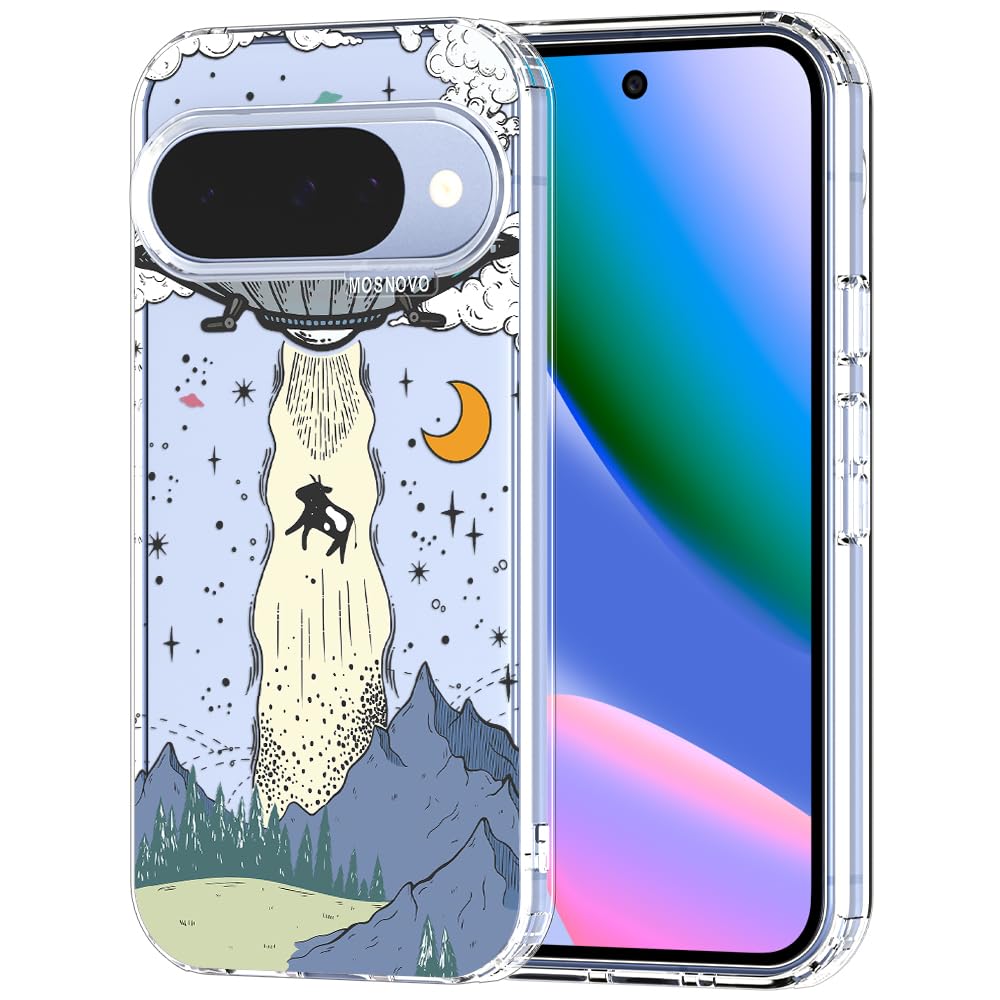 MOSNOVO Case for Google Pixel 9 & Pixel 9 Pro, [Buffertech 6.6ft Military-Grade Drop Protection] [Anti Peel Off Tech] Clear TPU Bumper Phone Case Cover Design - Great Wave — view 72
