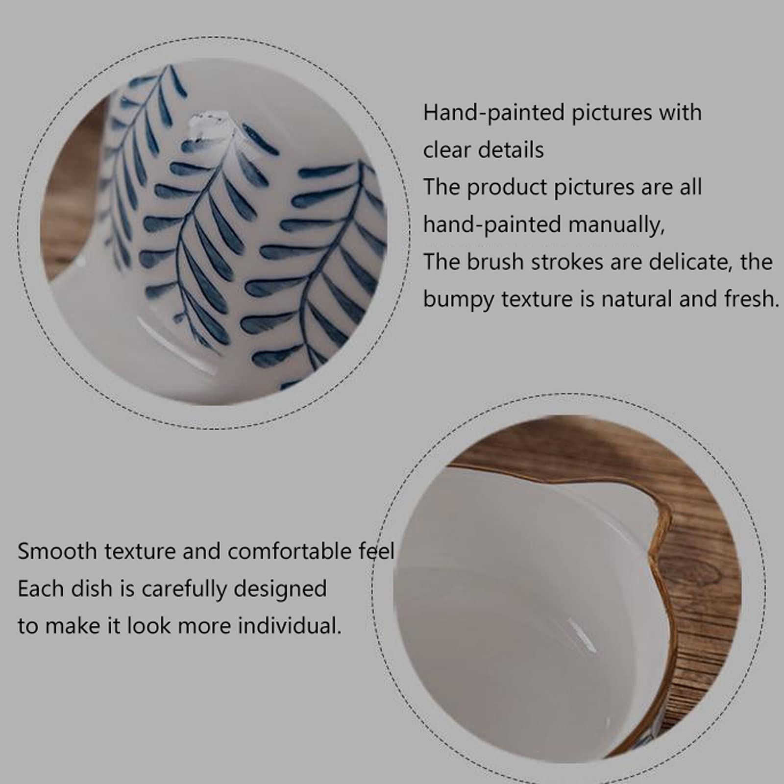 Miski do kuchni Ceramiczna salaterka 2-częściowy zestaw 17 uncji może zachodzić na uszy z wykwintnym designem Porcelanowy zestaw misek kuchennych z makaronem żaroodpornym Ceramika na przekąskę, deser