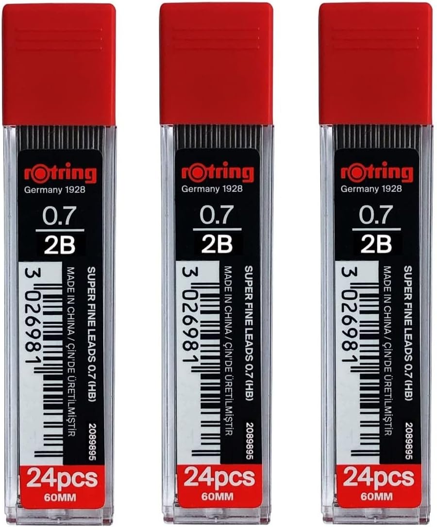 0.7mm 2B Super Polymer Pencil Lead - Pack of 3 Tubes - 72 Leads in Total - Refills for Mechanical Pencils