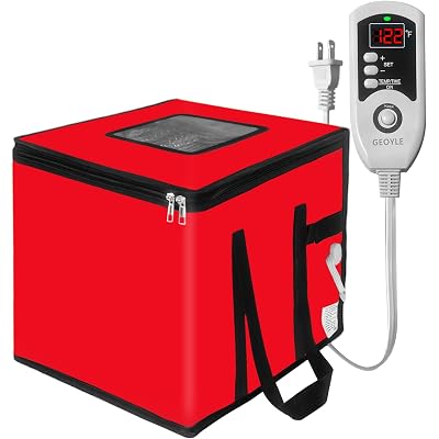 Bread Proofing Box Heated, Foldable Dough Proofer Temperature/Timer Control Sourdough Warmer for Making Bread, Pizza,Yogurt, Natto and Handmade Soap Red, 10.6 * 10.6 * 10.6inch