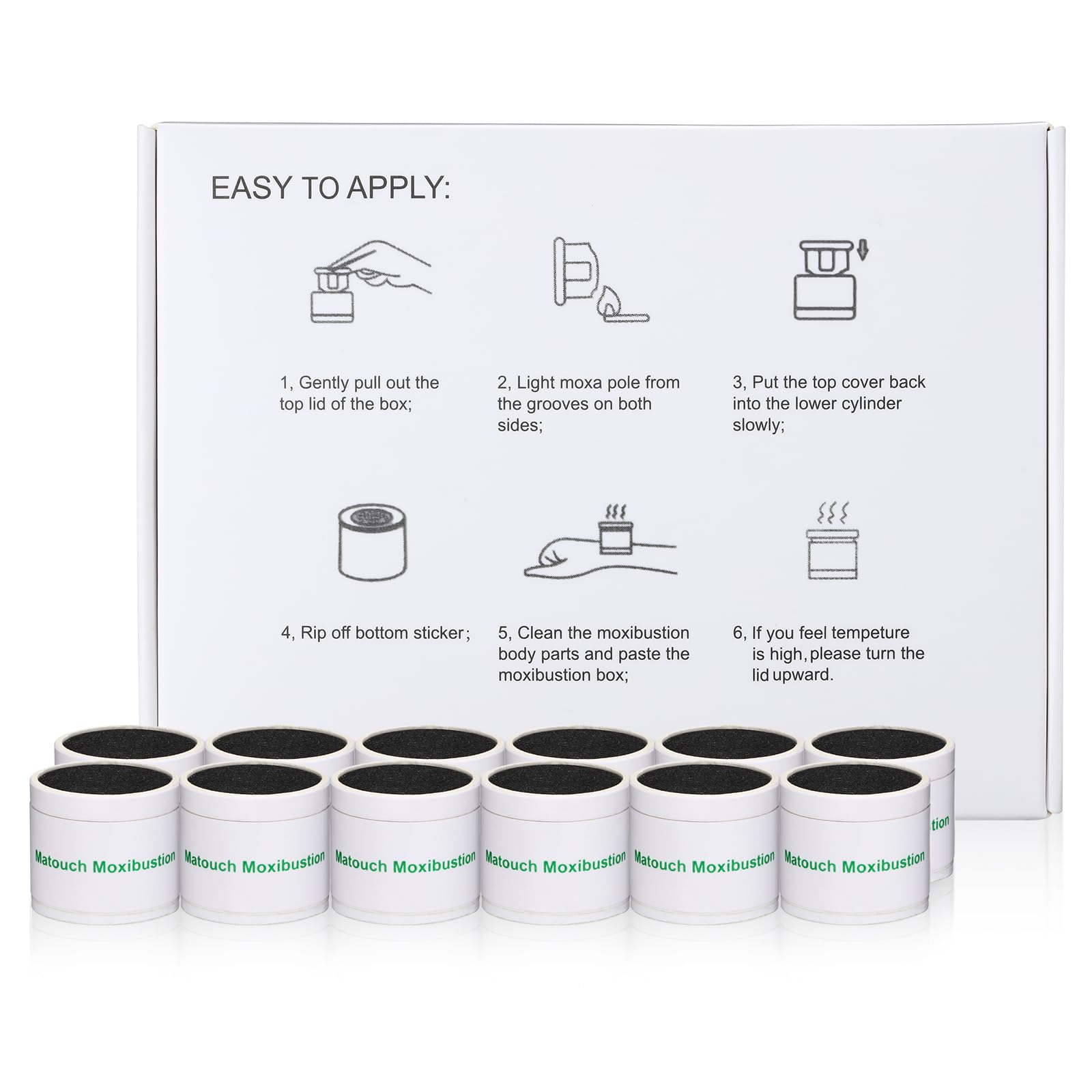 Near Smokeless Moxa Sticks for Moxibustion, Self Adhesive Mini Moxa Rolls, Portable Safe Home Moxibustion Boxes for Soreness Relieve and Heat Therapy