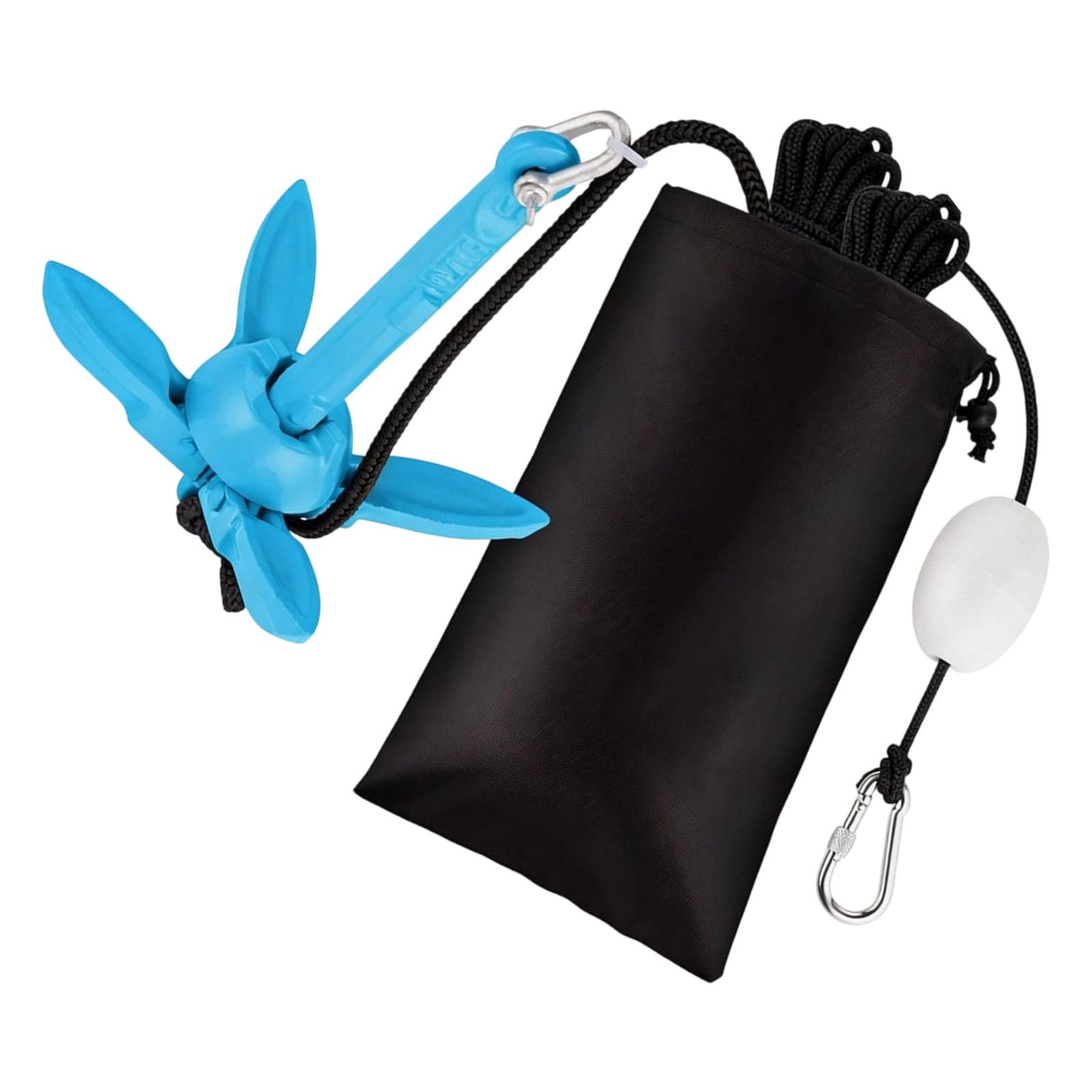 Set di ormeggio compatto pieghevole con grado marino, blu | Include borsa portatile da 30,5 cm, sistemi di ormeggio per barche per attività in acque poco profonde, corda di grado marino