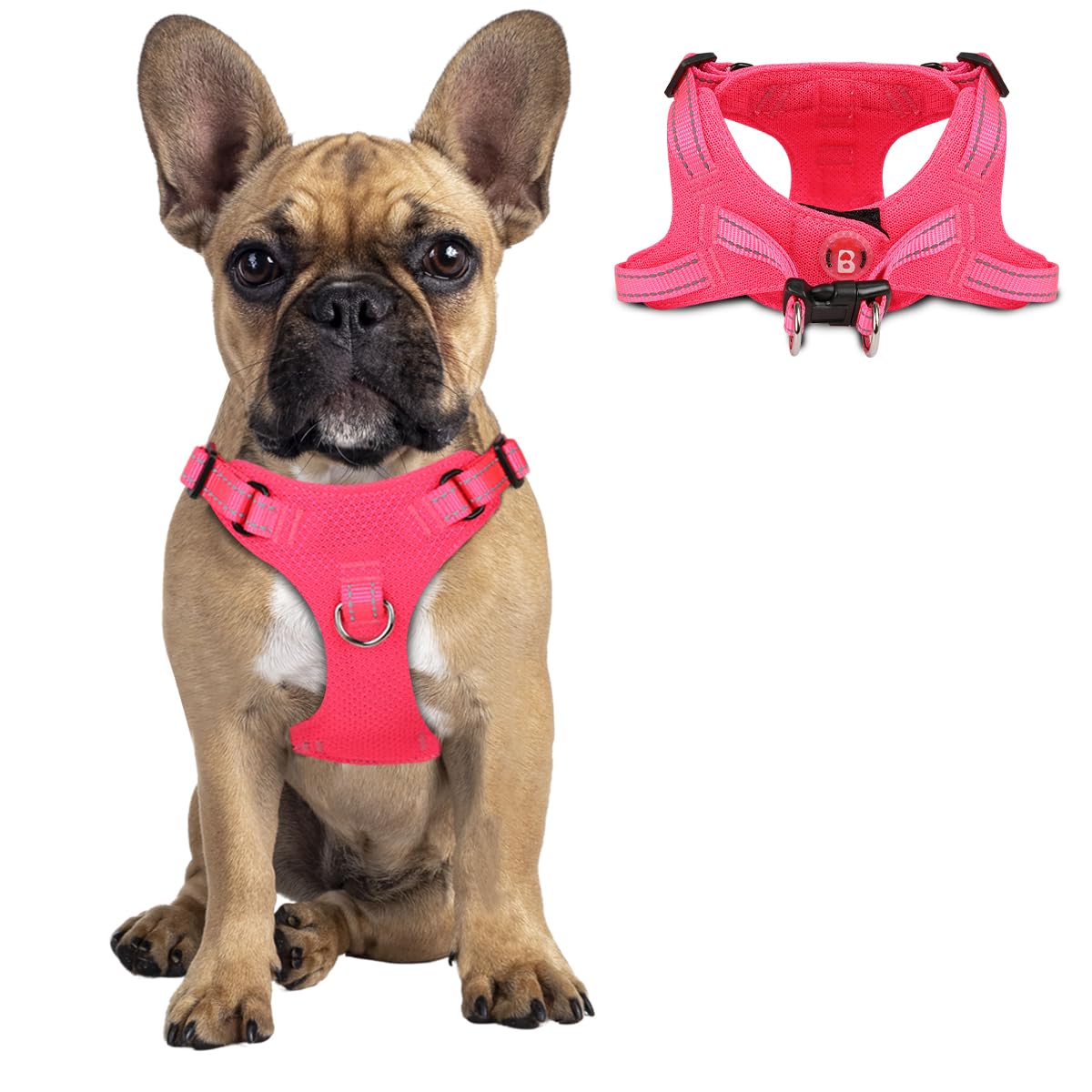 Dog Harness Step in Dog Vest Harness, Reflective Adjustable Puppy No Pull Harness Breathable Soft for Small and Medium Dogs Cats, Pink, S