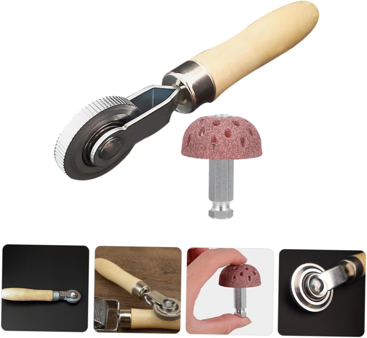 Gatuida 3sets Tire Repair Tool High-Speed Grinding Low-Speed Bowl-Shaped Roller Efficient Tire Patch Roller for Quick Puncture Fixing