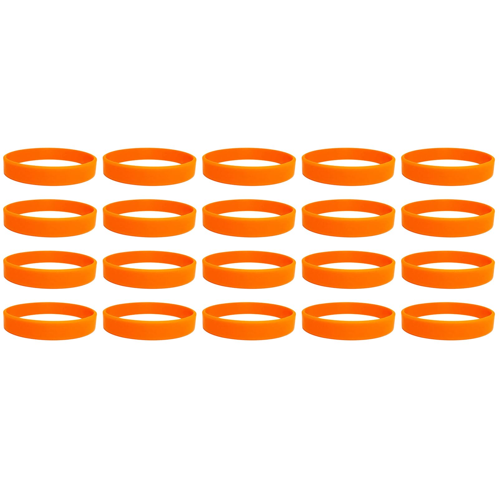 Vokenforu 20Pcs Orange Fluorescent Silicone Wristbands, Elastic Silicone Bracelets, Sports Rubber Bracelets for Events