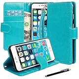 iPhone 6 Plus case, iPhone 6 Plus Flip Case, E LV iPhone 6 Plus Case Cover - PU Leather Flip Folio Wallet Case Cover for iPhone 6 Plus 5.5 inch with 1 E LV Stylus - TURQUOISE