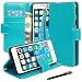 iPhone 6 Plus case, iPhone 6 Plus Flip Case, E LV iPhone 6 Plus Case Cover - PU Leather Flip Folio Wallet Case Cover for iPhone 6 Plus 5.5 inch with 1 E LV Stylus - TURQUOISE