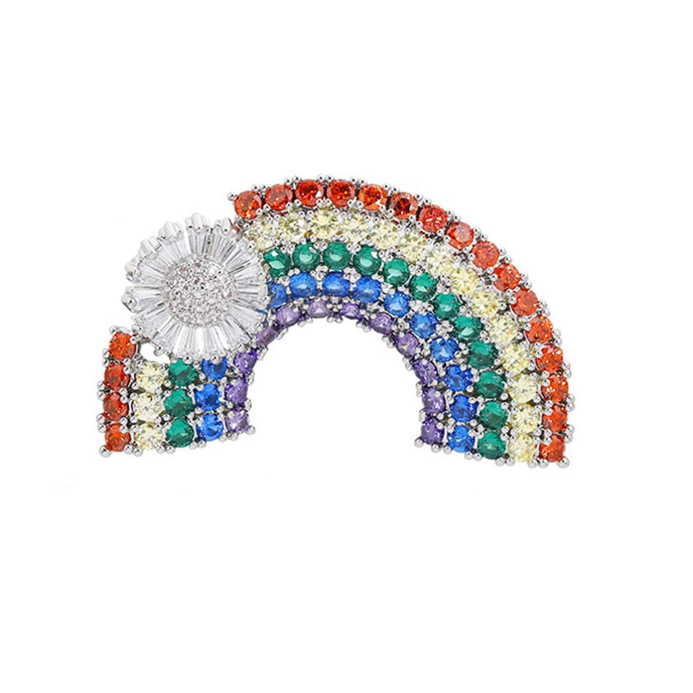 1pc Rainbow Clip Crystal Pin Brooch for Friends Women Clothes Skirt Scarf Decoration