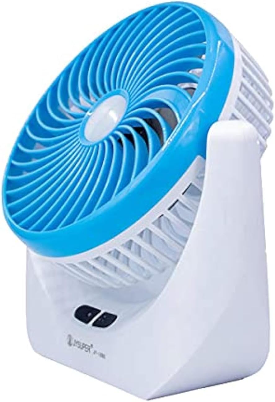 BALIRAJA TechPride Rechargeable Fan with 3 Speeds and LED Light feature Quiet Operation Portable USB desk Table Fan for Camping Traveling Home Kitchen Office Outdoor (TechPride JY-Super)