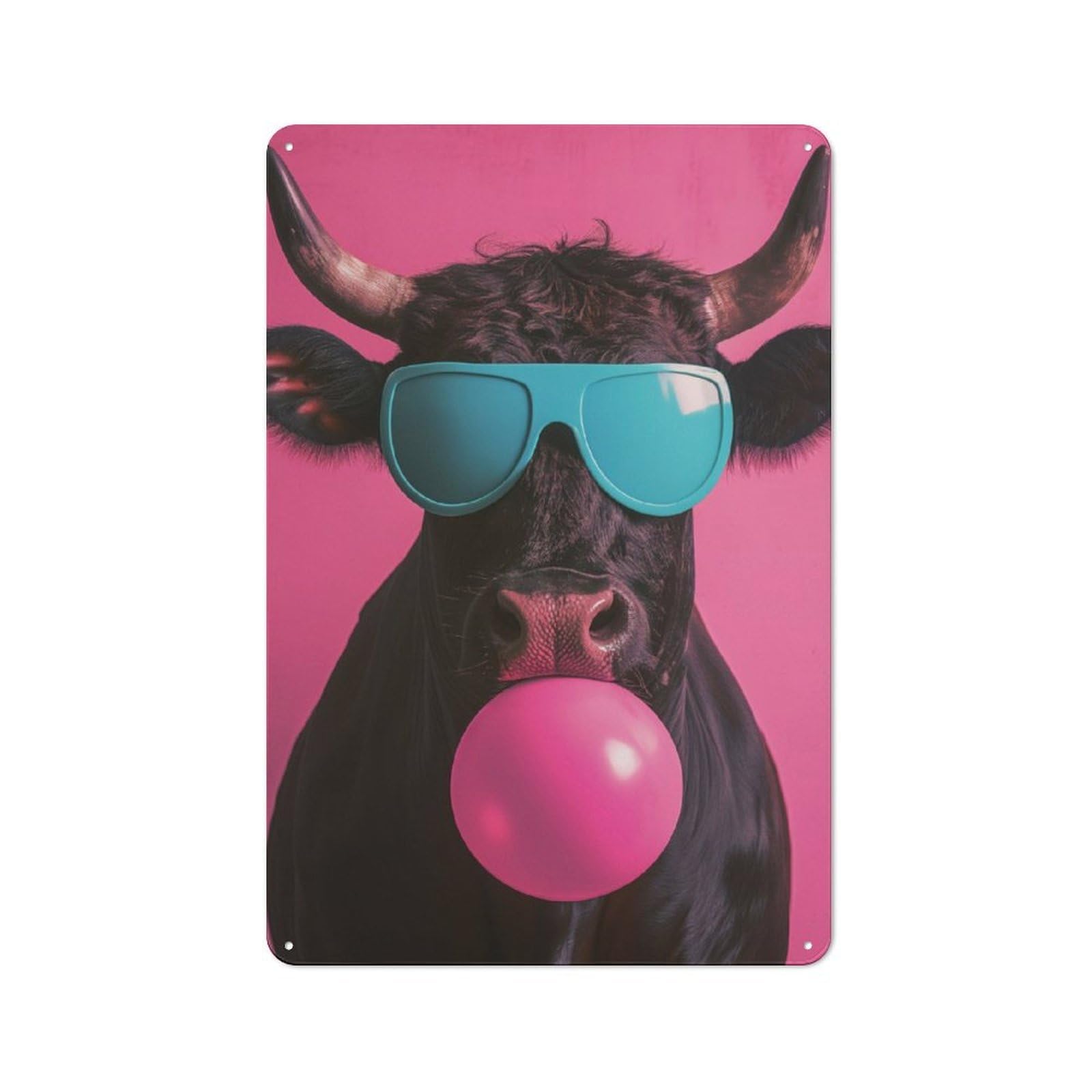 Junmoney Bull Bubblegum Retro Printed Metal Sign 30X20cm For Kitchen Or Home Bar, For Garage, Workshop And Man Cave Decoration