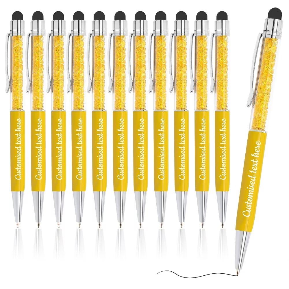 FENGHUO Personalized Crystal Ballpoint Pen,2 in 1 Custom Pen with Stylus,Customized Logo Phone Ballpoint Pen,Bulk Customized Pens for Hotels/Companies 96-pcs