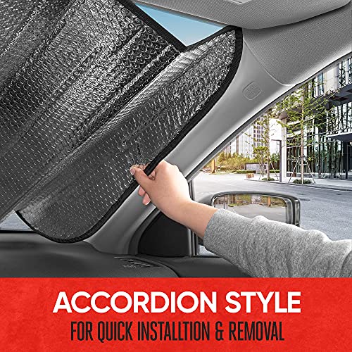 Image of Motor Trend Front Windshield Sun Shade - Jumbo Accordion Folding Auto Sunshade for Car Truck SUV - Blocks UV Rays Sun Visor Protector - Keeps Your Vehicle Cool - 66 x 27 Inch