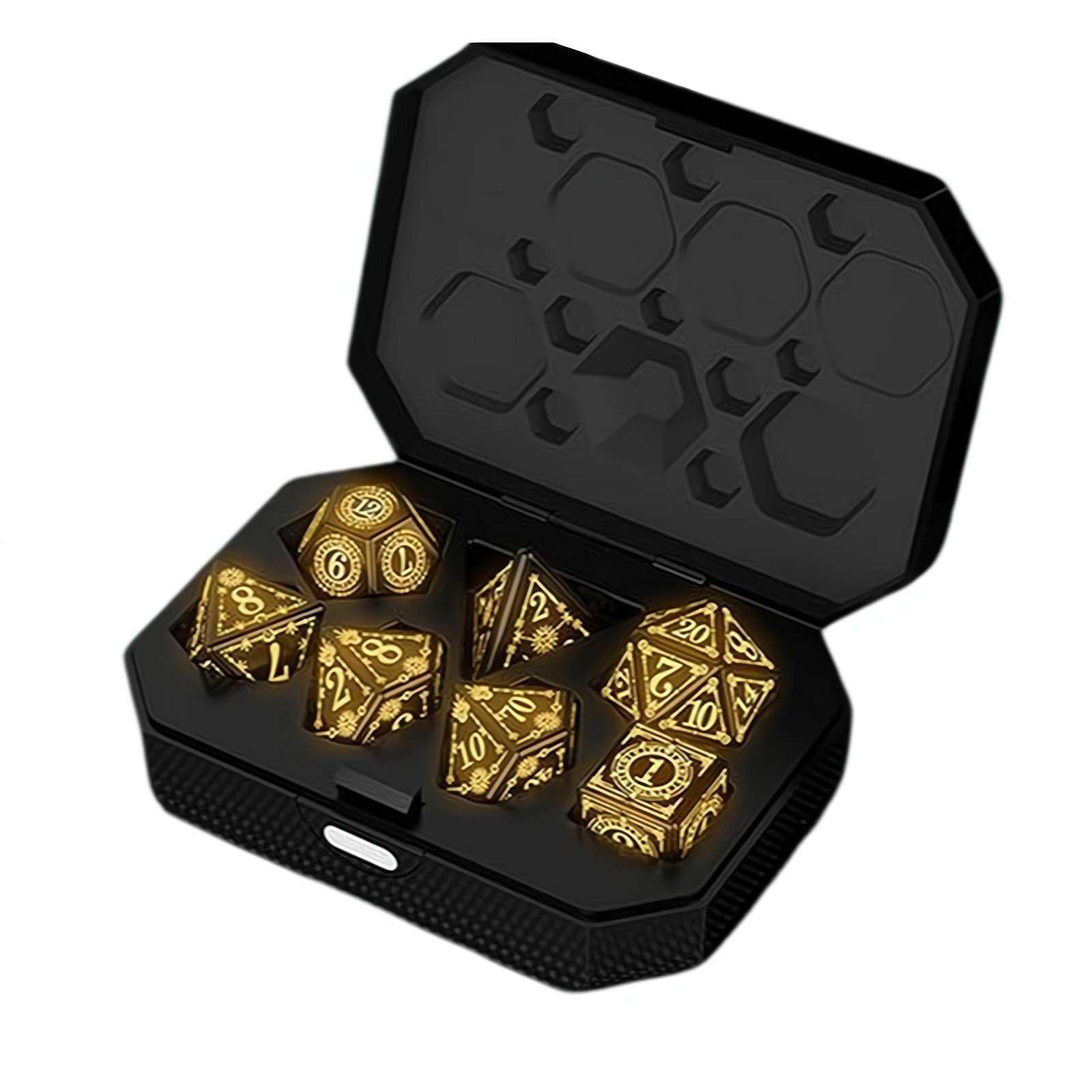 LED Dice Set D&D Rechargeable, Wireless Light up Dice Set DND Dice Set, Cool DND Dice with Charging Box Flicker Luminous Dice, Magic Dice Polyhedral Role Playing Dice for DND Gift s